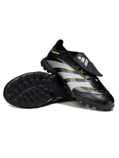 Adidas Predator 25 Elite Foldover Tongue TF Football Shoes - Black/Silver/Yellow