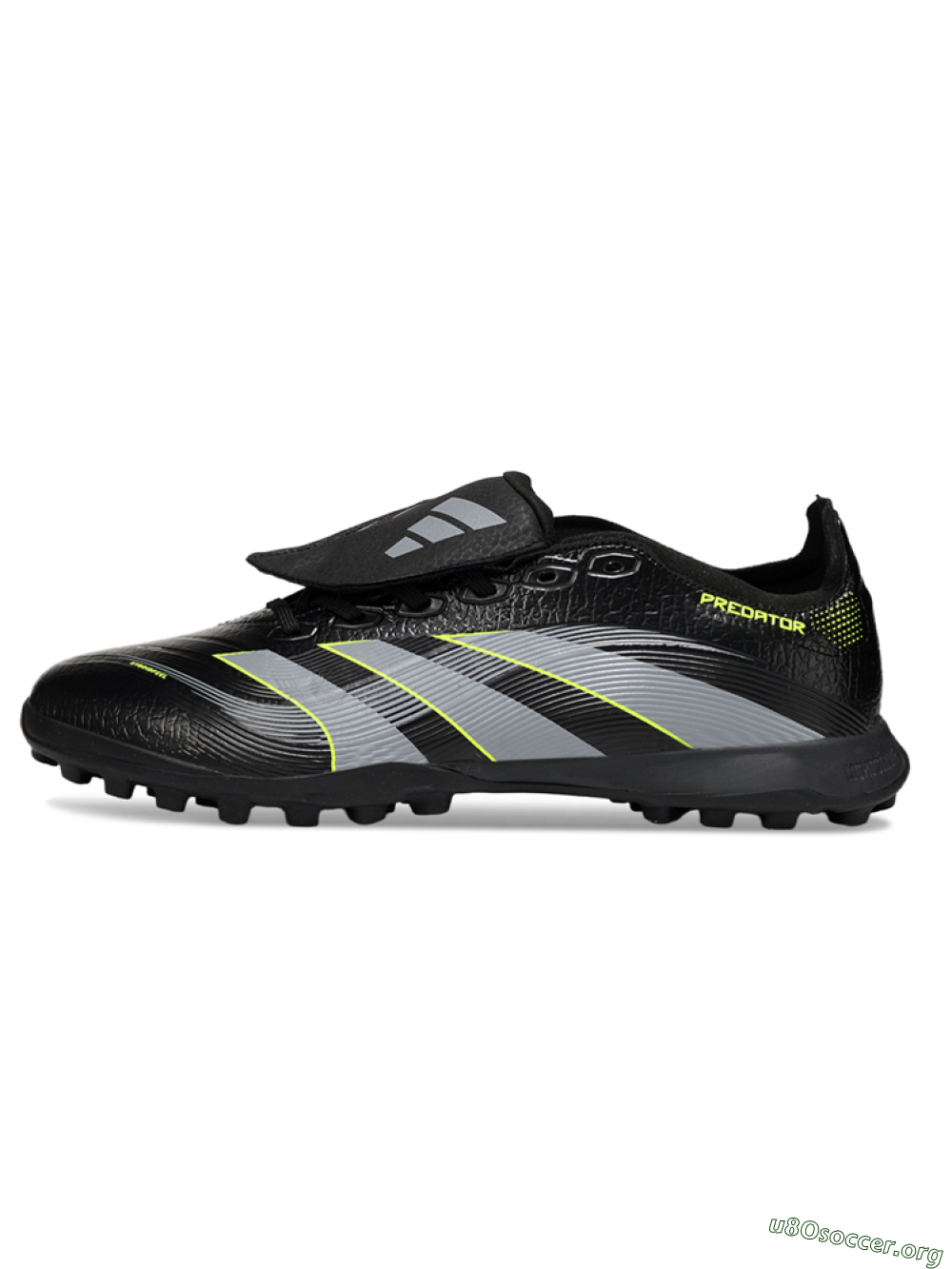 Adidas Predator 25 Elite Foldover Tongue TF Football Shoes - Black/Silver/Yellow 3