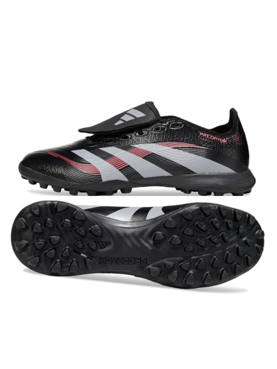 Adidas Predator 25 Elite Foldover Tongue TF Football Shoes - Black/Silver/Red