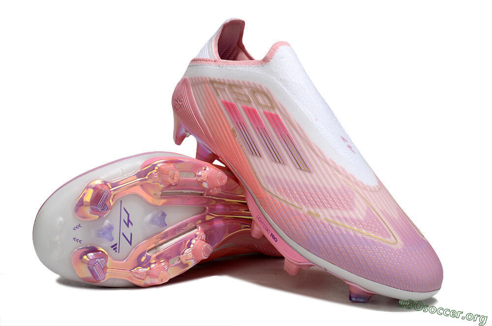 Adidas F50+ Elite Laceless FG Football Boots - Pink/White/Gold 4