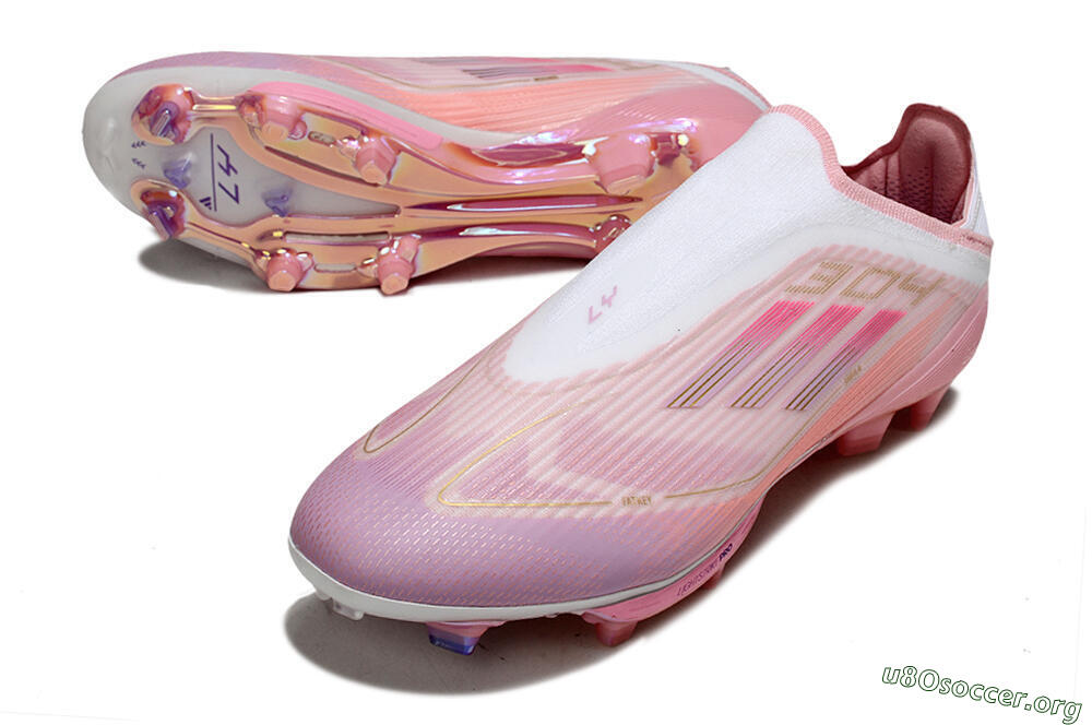 Adidas F50+ Elite Laceless FG Football Boots - Pink/White/Gold 0