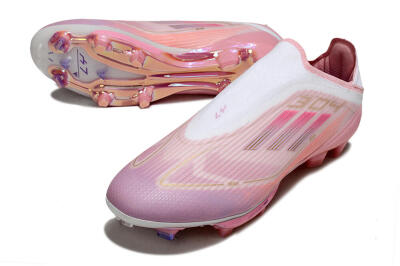 Adidas F50+ Elite Laceless FG Football Boots - Pink/White/Gold