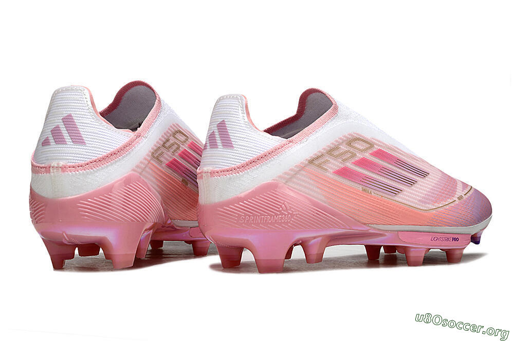 Adidas F50+ Elite Laceless FG Football Boots - Pink/White/Gold 7