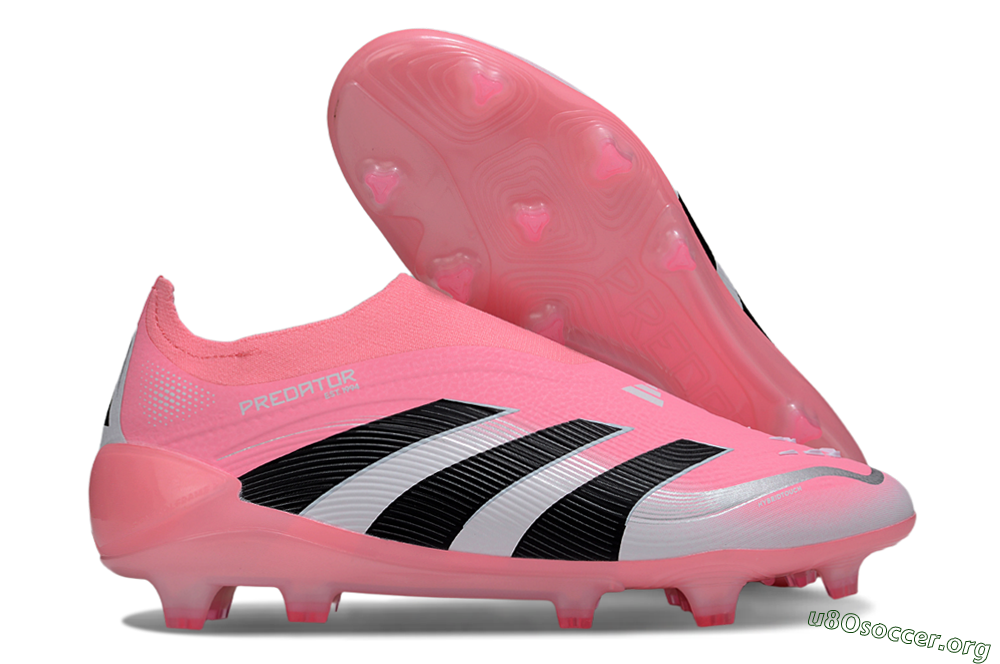 Adidas Predator 25 Elite Laceless FG Football Boots - Pink/Black/White 2