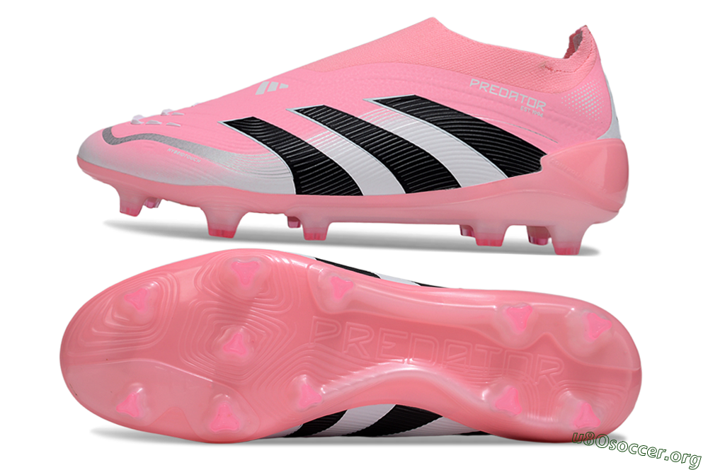 Adidas Predator 25 Elite Laceless FG Football Boots - Pink/Black/White 1