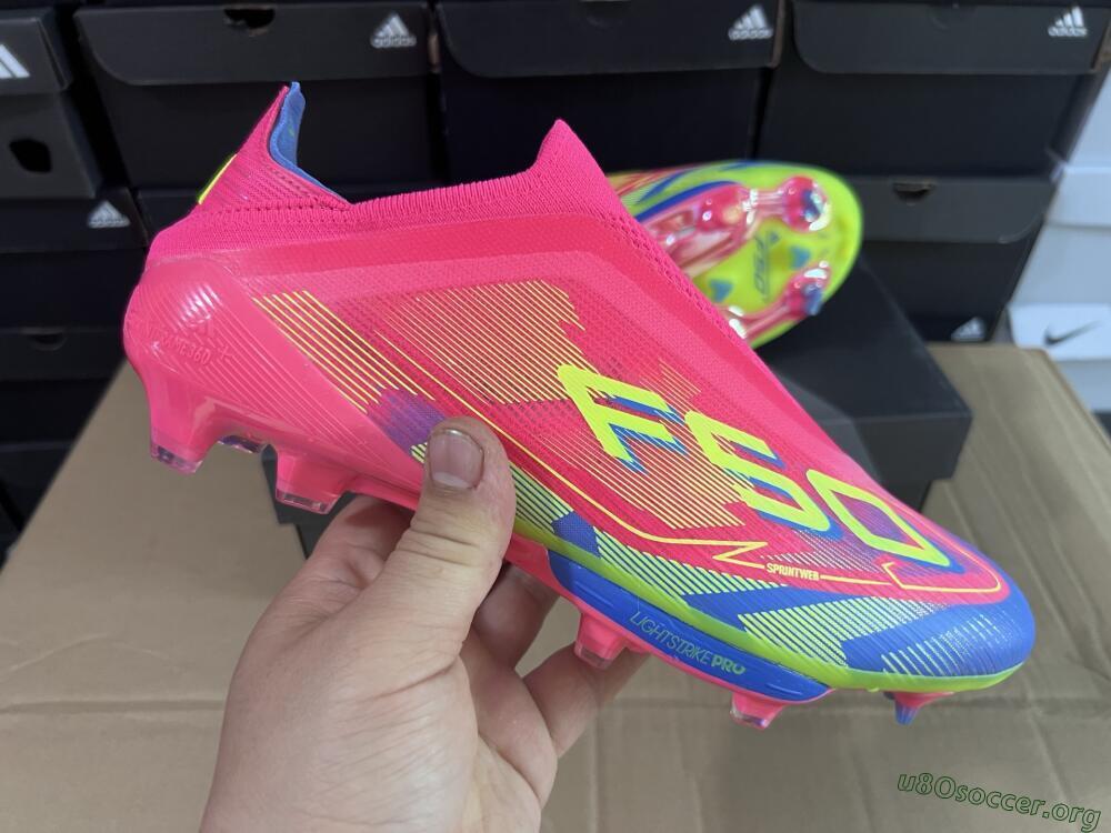 Adidas F50+ Elite Laceless FG Football Boots - Red/Yellow/Blue
