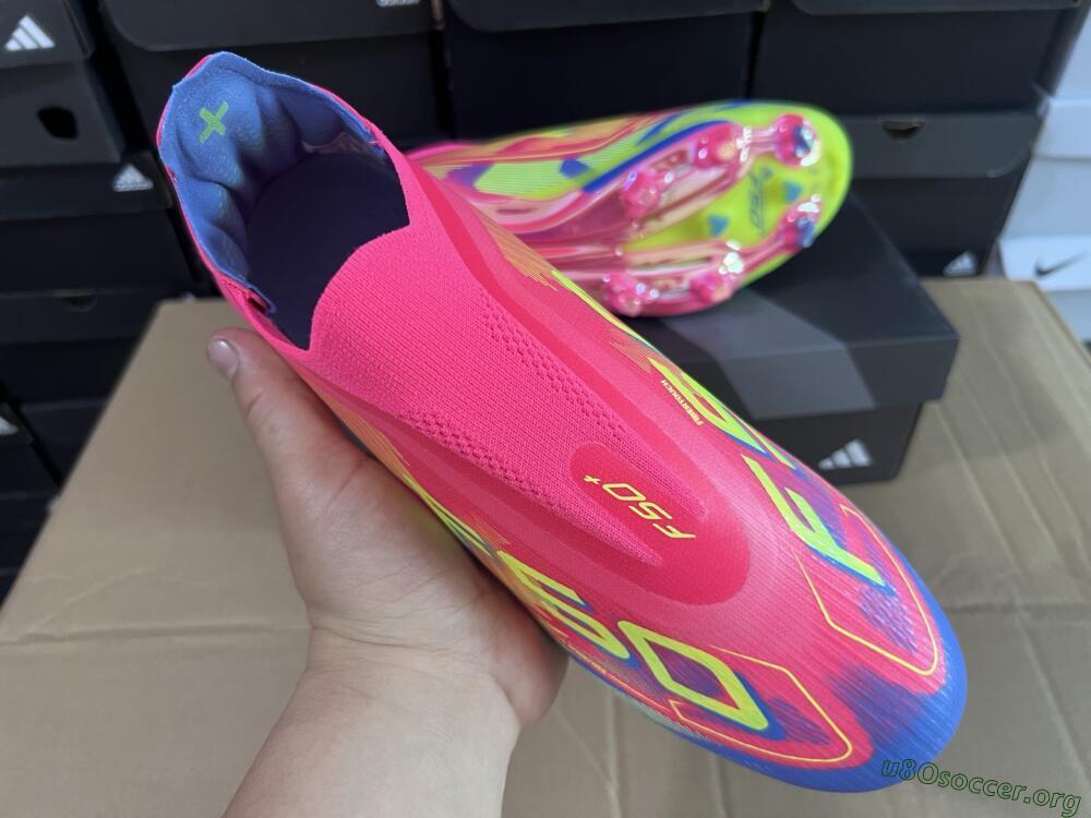 Adidas F50+ Elite Laceless FG Football Boots - Red/Yellow/Blue