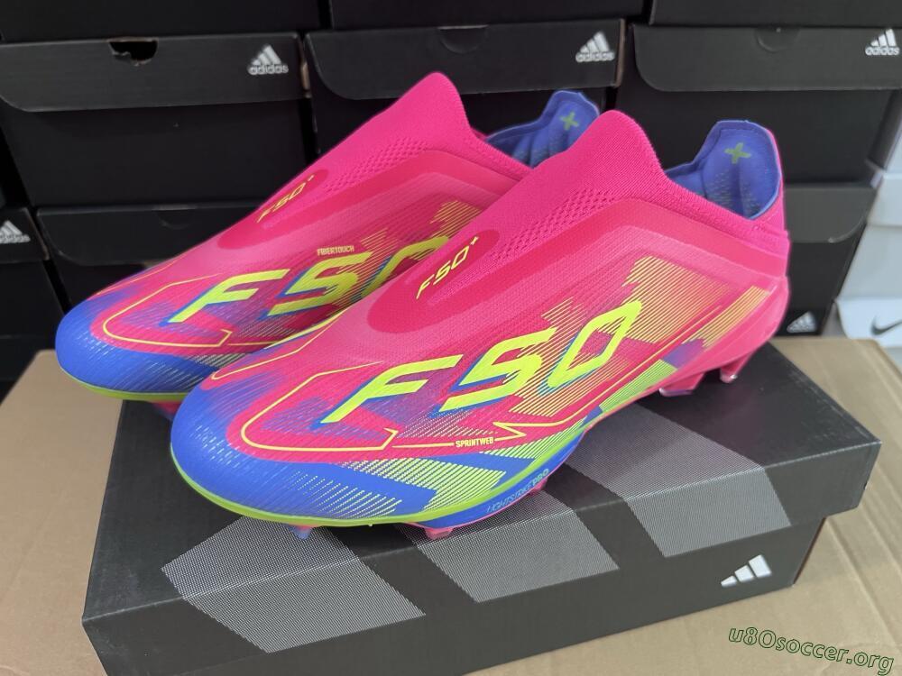 Adidas F50+ Elite Laceless FG Football Boots - Red/Yellow/Blue