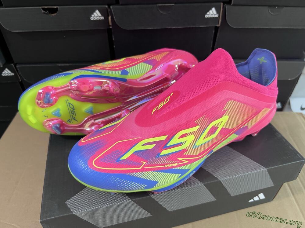 Adidas F50+ Elite Laceless FG Football Boots - Red/Yellow/Blue