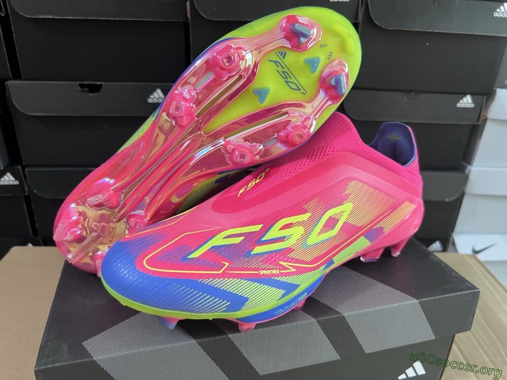 Adidas F50+ Elite Laceless FG Football Boots - Red/Yellow/Blue