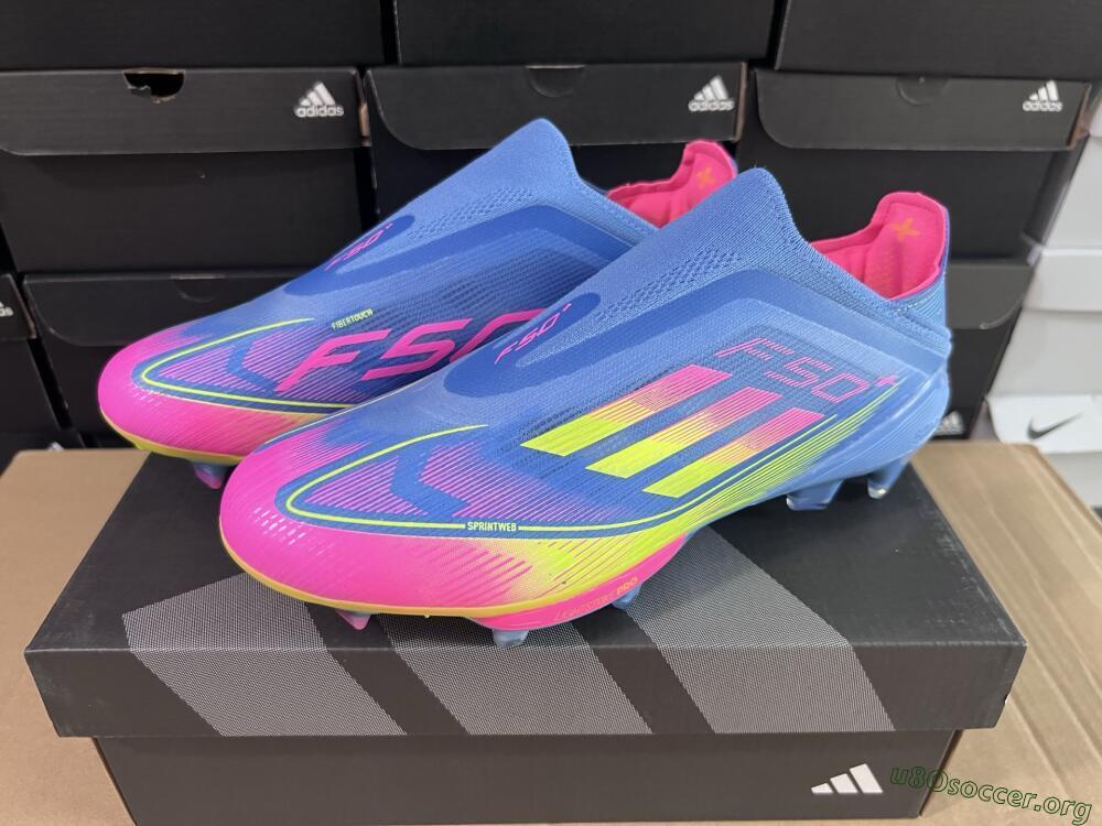 Adidas F50+ Elite Laceless FG Football Boots - Blue/Yellow/Pink