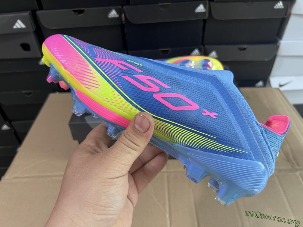 Adidas F50+ Elite Laceless FG Football Boots - Blue/Yellow/Pink