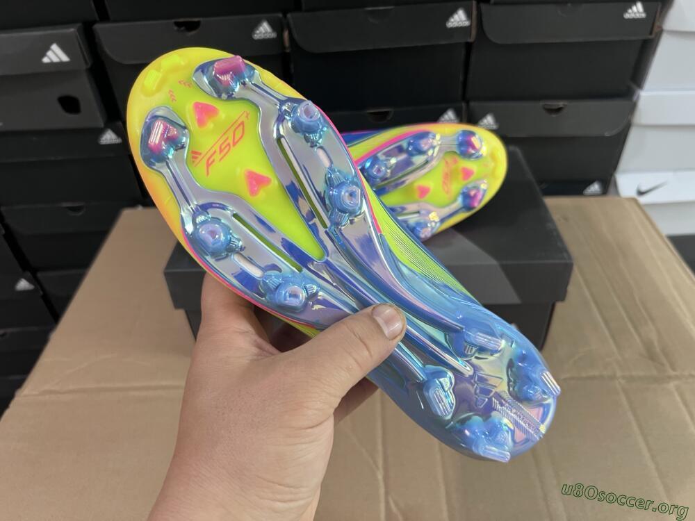 Adidas F50+ Elite Laceless FG Football Boots - Blue/Yellow/Pink