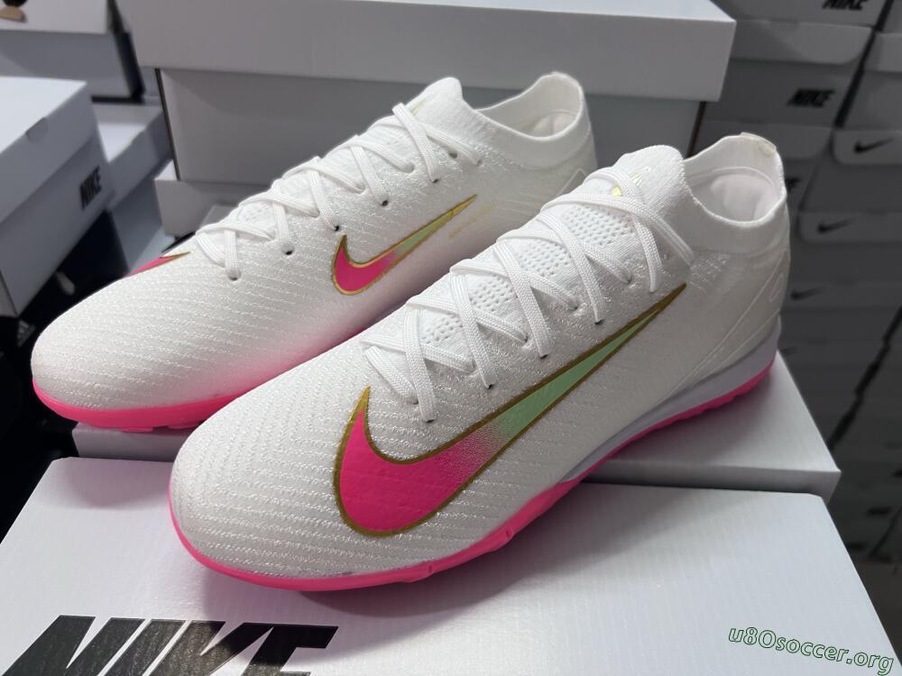 Nike Air Zoom Mercurial Vapor 16 Elite TF Football Shoes - White/Pink/Gold