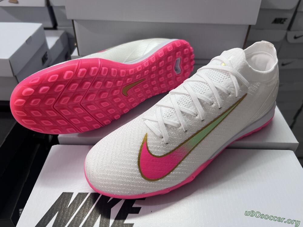 Nike Air Zoom Mercurial Vapor 16 Elite TF Football Shoes - White/Pink/Gold