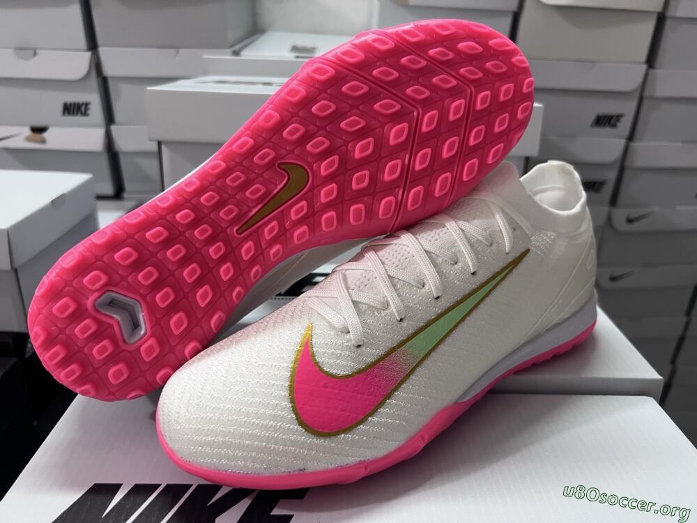 Nike Air Zoom Mercurial Vapor 16 Elite TF Football Shoes - White/Pink/Gold