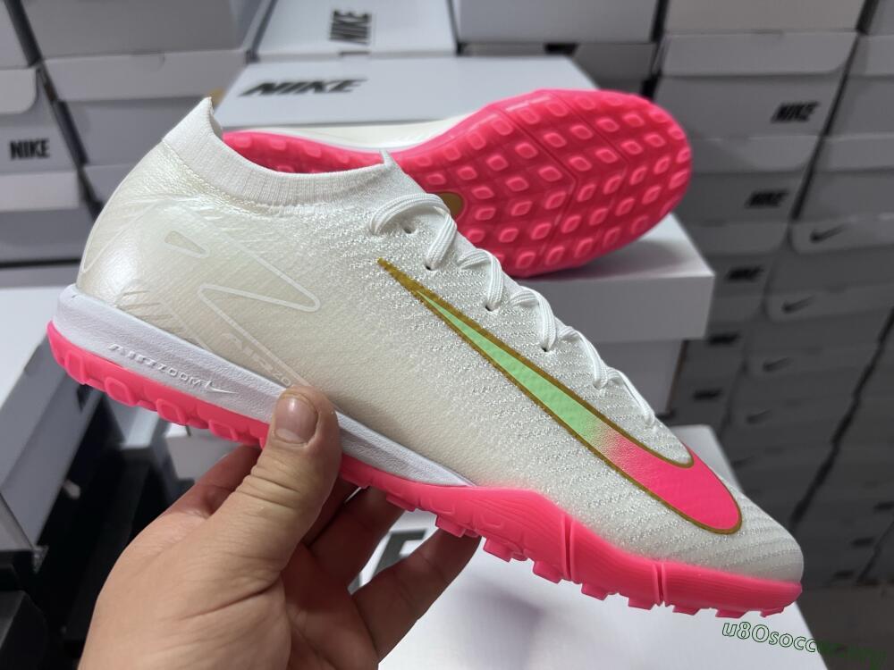 Nike Air Zoom Mercurial Vapor 16 Elite TF Football Shoes - White/Pink/Gold