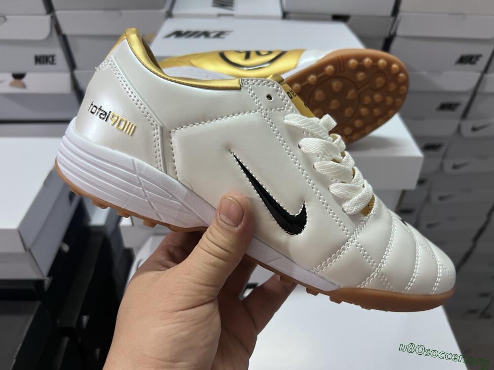 Nike Total 90 II TF Football Shoes - Silver/Black/Gold