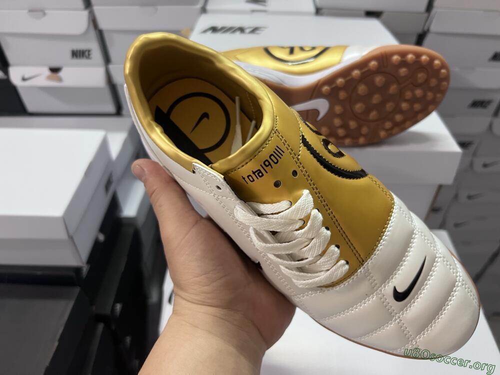 Nike Total 90 II TF Football Shoes - Silver/Black/Gold
