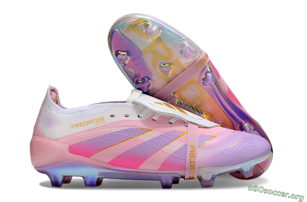 Adidas Predator 25 Elite Foldover Tongue FG Football Boots - Pink/Purple/Gold 2