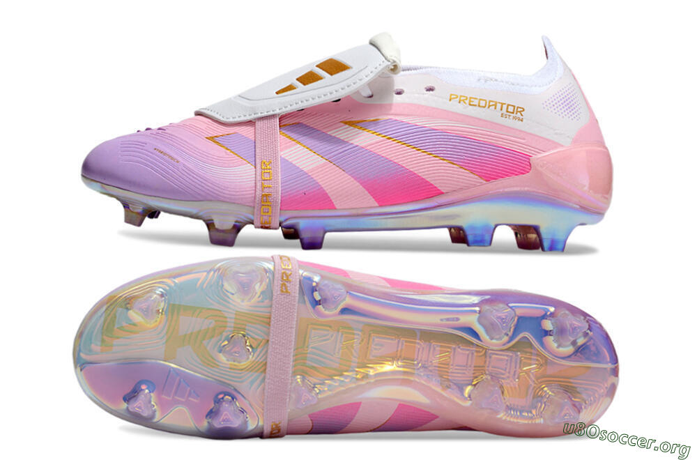 Adidas Predator 25 Elite Foldover Tongue FG Football Boots - Pink/Purple/Gold 1