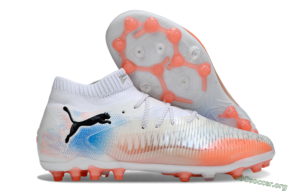 Puma Future 8 Ultimate MG Football Boots - White/Red/Blue 2