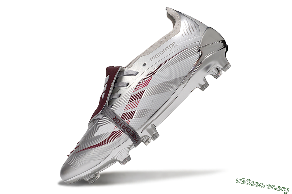 Adidas Predator 25 Elite Foldover Tongue FG Football Boots - Silver/Red/White 6