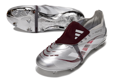 Adidas Predator 25 Elite Foldover Tongue FG Football Boots - Silver/Red/White