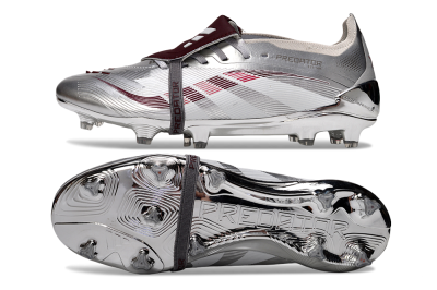 Adidas Predator 25 Elite Foldover Tongue FG Football Boots - Silver/Red/White