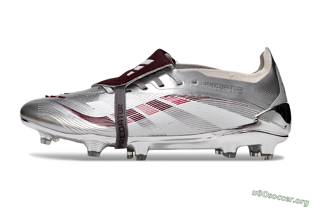 Adidas Predator 25 Elite Foldover Tongue FG Football Boots - Silver/Red/White 3