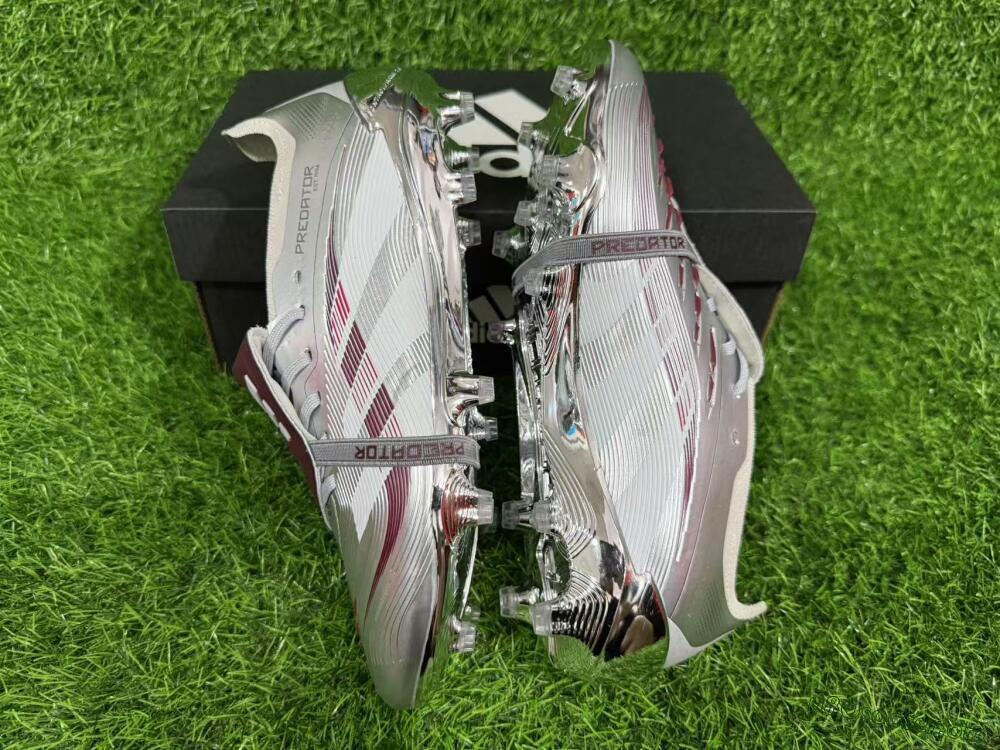 Adidas Predator 25 Elite Foldover Tongue FG Football Boots - Silver/Red/White