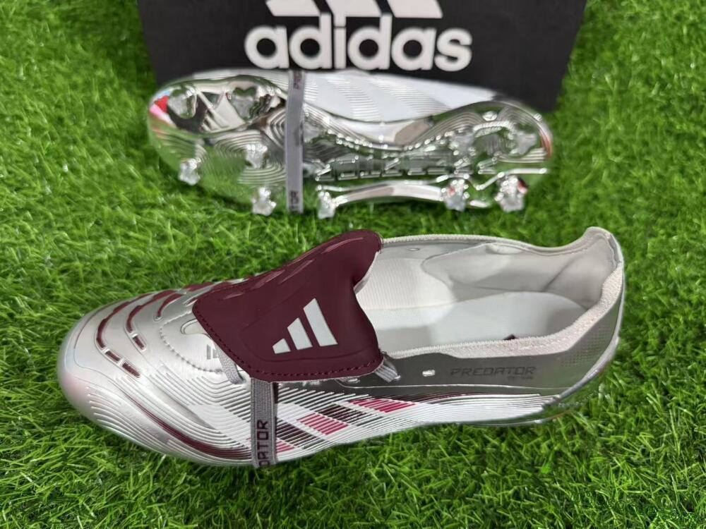 Adidas Predator 25 Elite Foldover Tongue FG Football Boots - Silver/Red/White