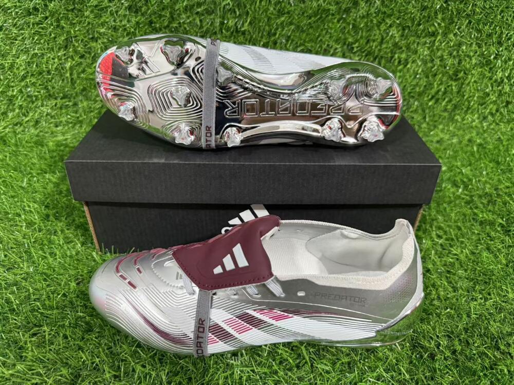 Adidas Predator 25 Elite Foldover Tongue FG Football Boots - Silver/Red/White