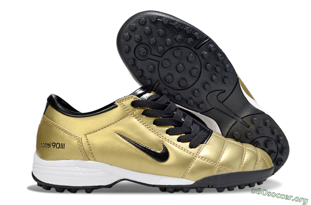 Nike Total 90 III TF Football Shoes - Gold/Black/White 2