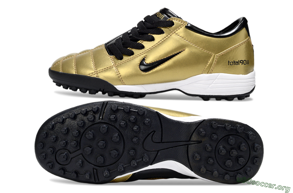 Nike Total 90 III TF Football Shoes - Gold/Black/White 1
