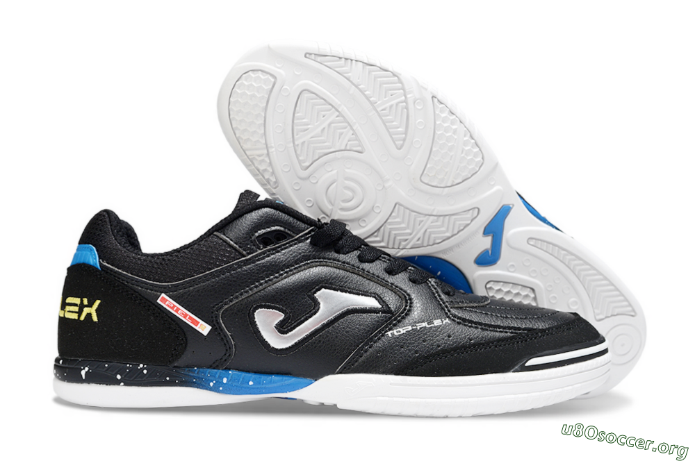 Joma Top Flex IC Football Shoes - Black/Silver/Blue 2