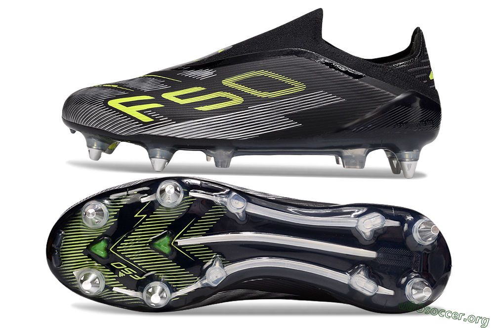Adidas F50 Elite Laceless SG Football Boots - Black/Yellow/Silver 1