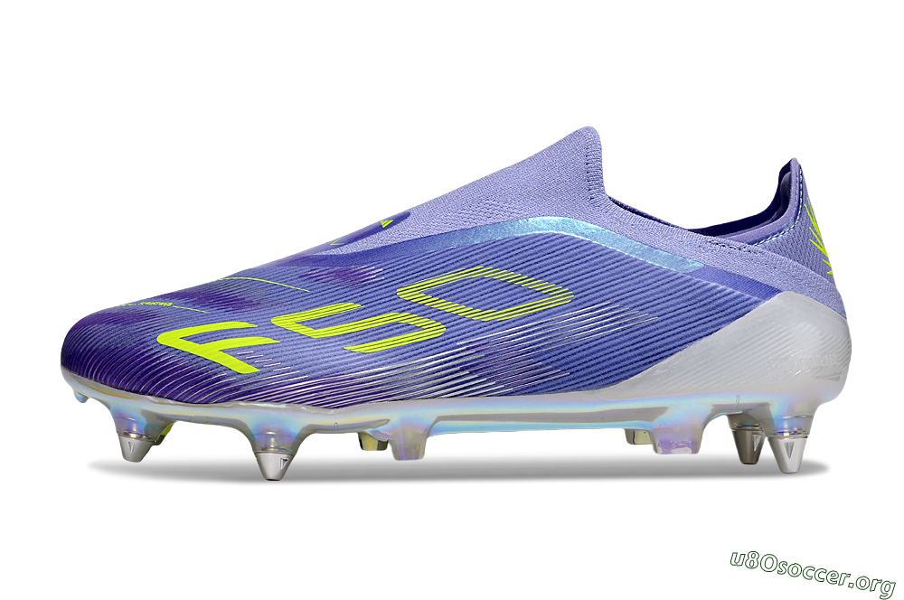 Adidas F50 Elite Laceless SG Football Boots - Purple/Yellow/Silver 3