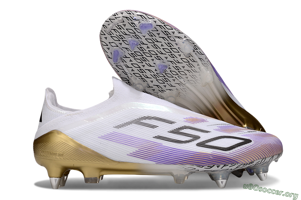 Adidas F50 Elite Laceless FG Football Boots - White/Purple/Black 2