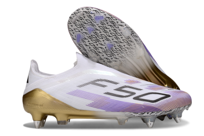 Adidas F50 Elite Laceless FG Football Boots - White/Purple/Black