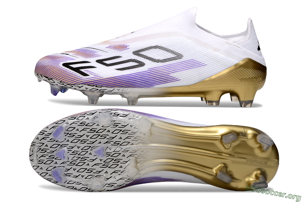 Adidas F50 Elite Laceless FG Football Boots - White/Purple/Black 1