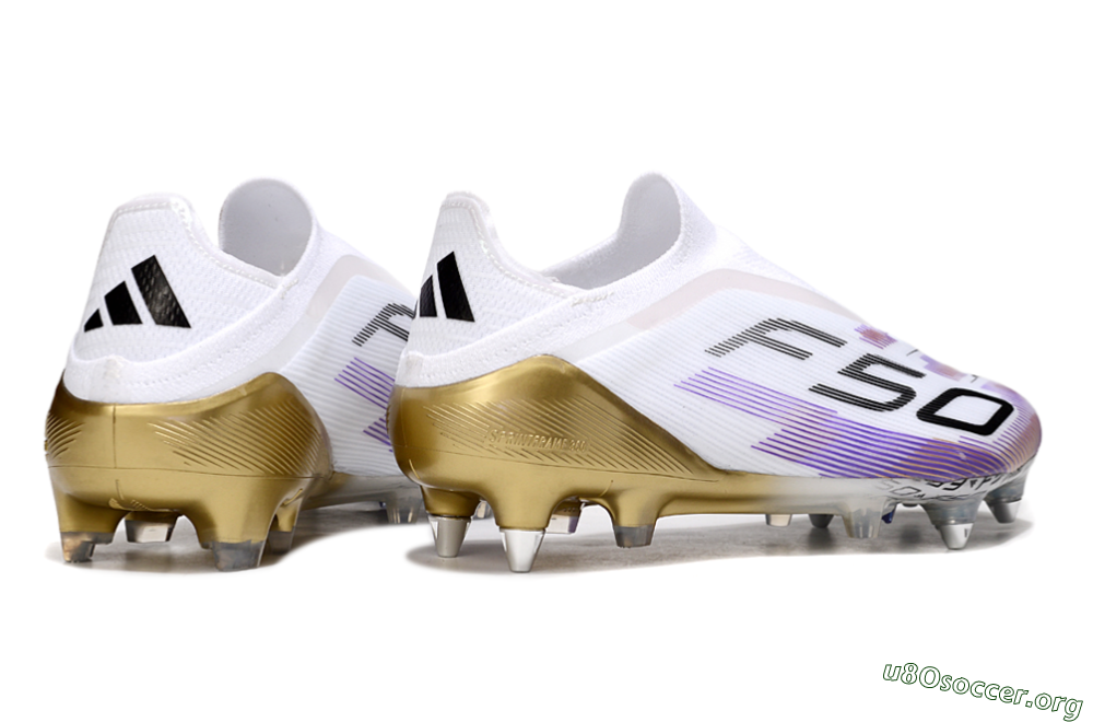 Adidas F50 Elite Laceless FG Football Boots - White/Purple/Black 6