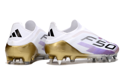 Adidas F50 Elite Laceless FG Football Boots - White/Purple/Black