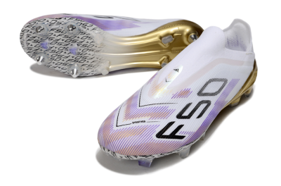 Adidas F50 Elite Laceless FG Football Boots - White/Purple/Black