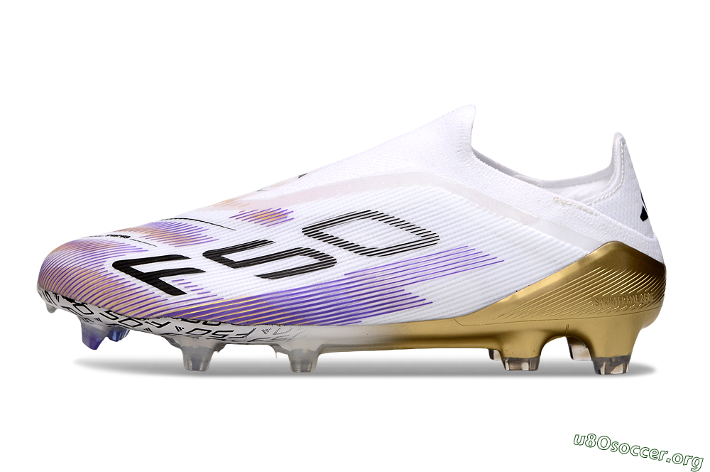 Adidas F50 Elite Laceless FG Football Boots - White/Purple/Black 3