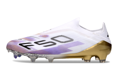 Adidas F50 Elite Laceless FG Football Boots - White/Purple/Black