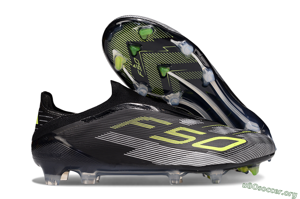 Adidas F50 Elite Laceless FG Football Boots - Black/Yellow/Silver 2