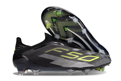 Adidas F50 Elite Laceless FG Football Boots - Black/Yellow/Silver