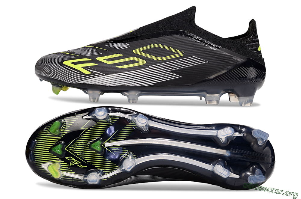 Adidas F50 Elite Laceless FG Football Boots - Black/Yellow/Silver 1