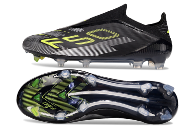 Adidas F50 Elite Laceless FG Football Boots - Black/Yellow/Silver